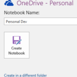 A screenshot showing the notebook name field and the create notebook button in Onenote